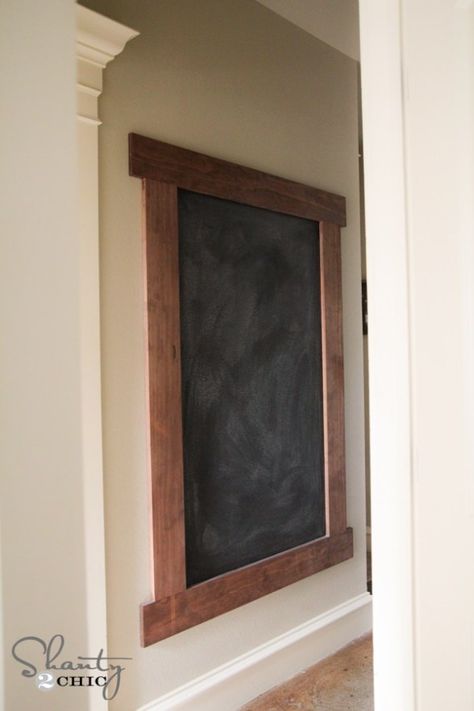 Chalkboard Wall DIY Framed Chalkboard Wall, Chalkboard Wall Diy, Kitchen Chalkboard, Chalk Wall, Chalkboard Ideas, Wall Diy, Paint Wall, Framed Chalkboard, Chalkboard Wall