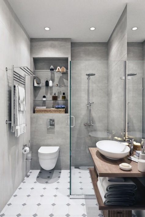 Below are stunning design ideas for your small bathroom. Design Interior Baie, Makeover Kamar Mandi, Bilik Air, Small Bathroom Makeover, Decor Baie, Bathroom Remodel Shower, Small Bathroom Storage, Trendy Bathroom, Small Bathroom Design