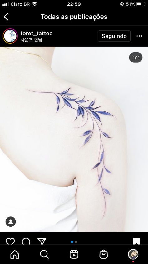 Blue Vine Tattoo, Delicate Flower Tattoo, Flower Tattoo Ideas, Branch Tattoo, Tattoos For Women Flowers, Vine Tattoos, Collar Bone Tattoo, Friend Tattoos, Feminine Tattoos