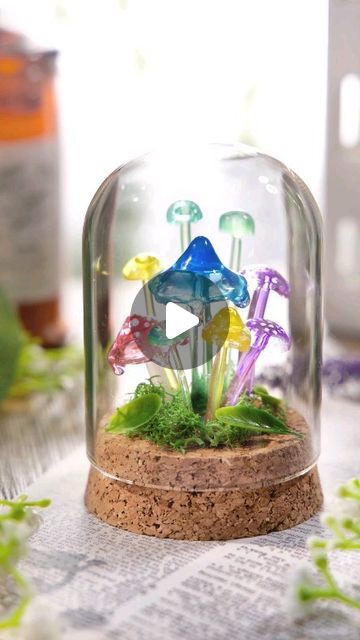 Uv Resin Ideas, Resinart Ideas, Colorful Mushrooms, Diy Artwork, Resin Ideas, Resin Projects, Resin Artwork, Glass Dome, Uv Resin