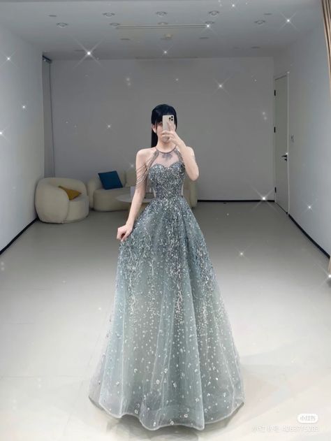 Korean Dress Elegant Long, Prom Night Gown, Dress Promnight, Dress Prom Night, Korean Dress Elegant, Korean Gown, Asian Prom Dress, Gaun Tulle, Dance Style Outfits