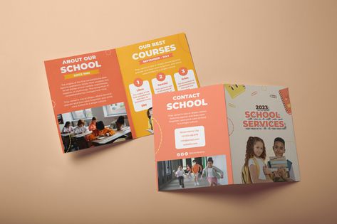 Creative Hand-drawn Middle School Services Bifold Brochure Bifold Brochure Design, Brochure Design Layouts, School Brochure, Brochure Ideas, Free Brochure Template, Design Layouts, School Admissions, Khan Academy, Brochure Layout