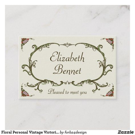 Floral Personal Vintage Victorian Business Card Coquette Business Card, Thanksgiving Name Cards, Victorian Names, Vintage Business Card Design, Hair Fairy, Personal Profile, Art Business Cards, Vintage Business Cards, Antique Booth