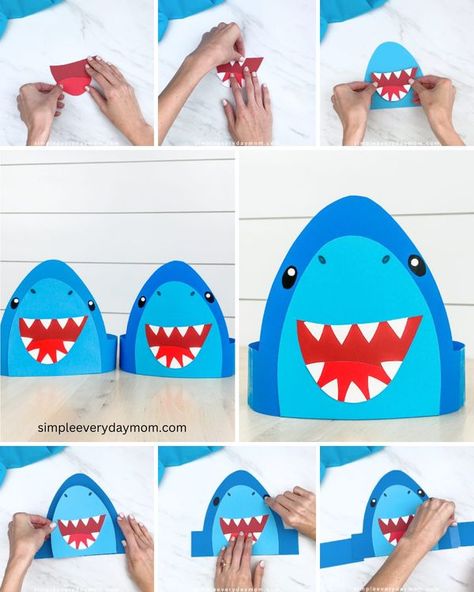 Shark Headband, Elementary Projects, Headband Crafts, Paper Hat, Preschool Activities, Preschool, Quick Saves, Pre School