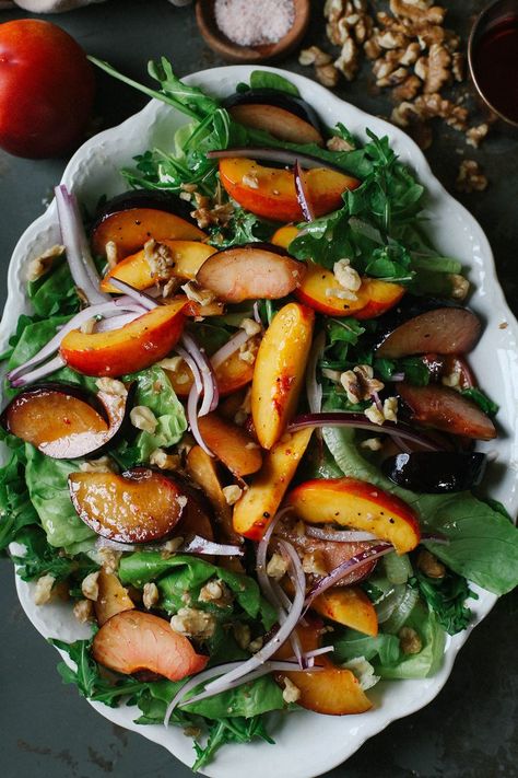 A Daily Something | Plum Nectarine Salad Salad With Nectarines, Nectarine Salad, Stone Fruit Salad, Nectarine Recipes, Plum Recipes, Healthy Clean Eating, Nectarine, Healthy Salad Recipes, Fruit Recipes