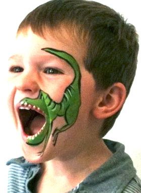 Dinosaur Face Painting                                                                                                                                                                                 Más Dinosaur Face Painting, Dinosaur Birthday Cakes, Dinosaur Themed Birthday Party, Dino Birthday Party, Kids Face Paint, Dinosaur Crafts, Dinosaur Theme Party, Dino Birthday, Face Painting Designs