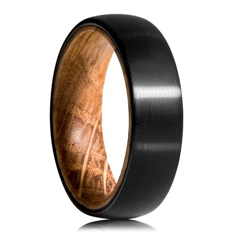 Tungsten Wedding Bands Women, Wedding Bands His, Black Wedding Rings For Men, Black Wedding Bands For Men, Whiskey Wedding Ring, Mens Whiskey Barrel Wedding Bands, Men’s Wedding Bands With Wood, Whiskey Barrel Rings, Wood And Black Wedding Band