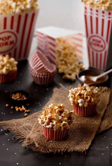 Brown Butter Salted Caramel Popcorn Cupcakes | urbanbakes.com Dainty Cakes, Popcorn Cupcakes, Salty Popcorn, Salted Caramel Popcorn, Cupcake Images, Easter Cookie, Cupcake Bakery, Caramel Popcorn, Cookie Ideas