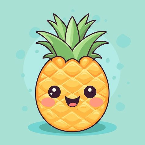 Pineapple Cartoon, Pineapple Illustration, Character Icon, Cute Pineapple, Logo Psd, Technology Icon, Vector Cartoon, Card Banner, Poster Invitation