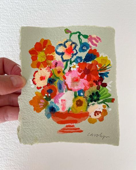 Gouache Cards, Artsy Flowers, Summer Paintings, Carolyn Gavin, Colored Markers, Bird Template, Art Eras, Travel Art Journal, Colorful Paintings Acrylic