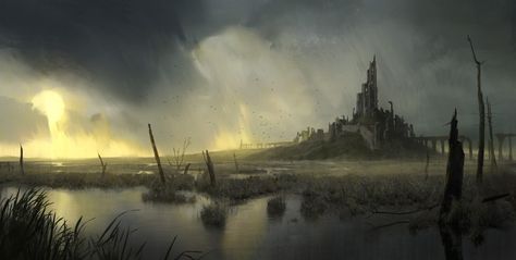 Sociolatte: Nore's Mire by Jeremy Paillotin Dr Moreau, Fantasy Castle, Fantasy Images, Fantasy Setting, Fantasy Places, Fantasy Concept Art, High Fantasy, Environment Concept Art, Fantasy Inspiration