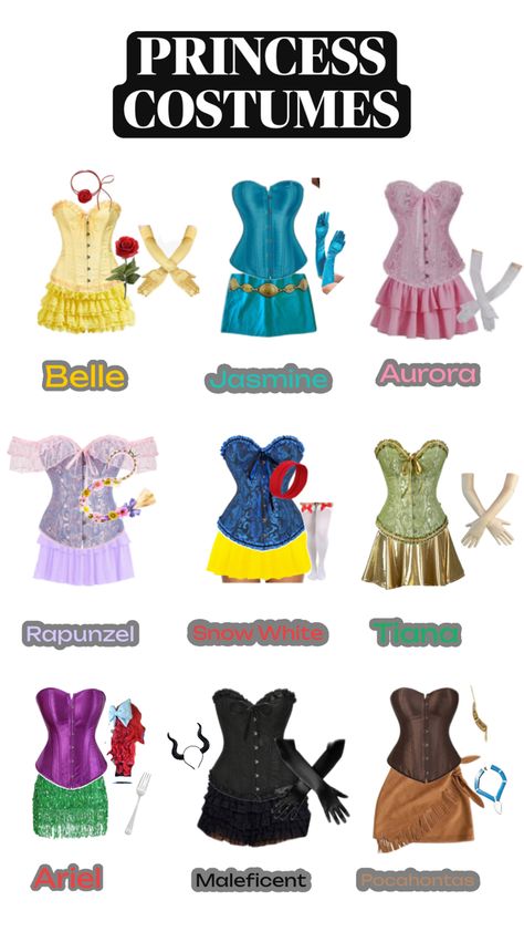 outfit ideas for princesses Princess Group Costumes, Disney Cosplay Women, Disney Princess Disneybound, Princess Disneybound, Diy Princess Costume, Adult Princess Costume, Disney Princess Halloween Costumes, Princess Halloween, Disney Princess Costumes