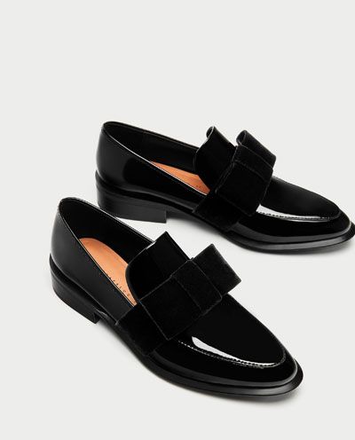 LOAFERS WITH VELVET BOW-View all-SHOES-WOMAN | ZARA United States Woman Loafers, Zara Loafers, Black Oxford Shoes, Black Flats Shoes, Patent Leather Loafers, Women Shoes Online, Black Shoes Women, Velvet Bow, Zara Shoes