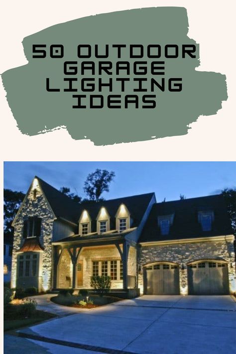 A popular form of outdoor lighting is to mount a light onto the exterior walls of your home as outdoor house lights. Ideally, you'll place outdoor lights in critical areas close to where you'll be moving or operating at night, such as porch lights or garage lighting. 💡 #garagelight #outdoorlighting #garageideas Exterior Garage Lighting Placement, Outdoor Lighting Ideas House Garage, Exterior Home Lighting Night, Garage Lighting Ideas Exterior Modern, Exterior Garage Lighting Ideas, Coach Lights Exterior Garage, Exterior Garage Lighting, Garage Lighting Ideas Exterior, Outdoor Garage Lighting