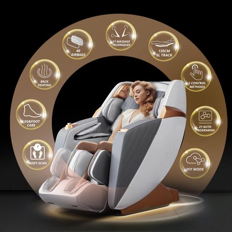 HealthRelife Business Class Full Body Massage Chair with Body Scan Shiatsu Automatic Calf Extension and Calf Kneading Massage (Beige) : Amazon.co.uk: Health & Personal Care Body Scan, Electric Massagers, Wellness Massage, Massage Chairs, Shiatsu Massage, Body Scanning, Full Body Massage, Business Class, Massage Chair