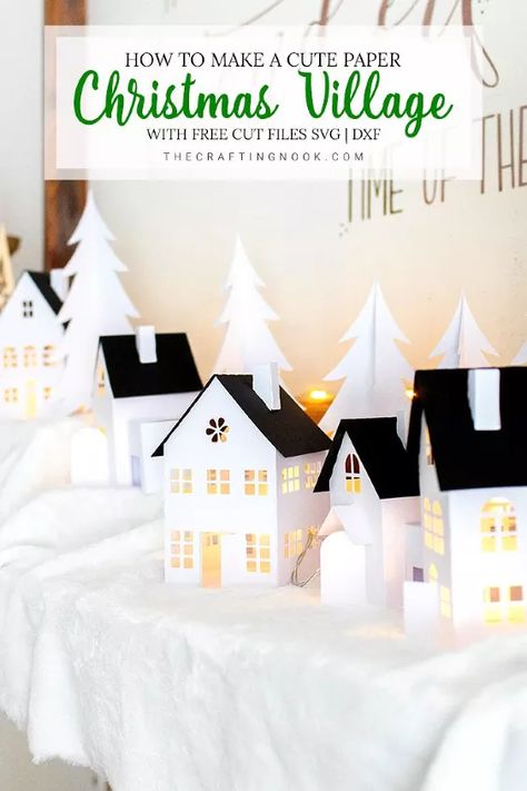 Alternative Crafts, Paper Christmas Village, Crafting Nook, Paper House Template, Diy Paper Christmas Tree, Diy Christmas Village, Paper Christmas Decorations, Paper Christmas Ornaments, Mini Houses