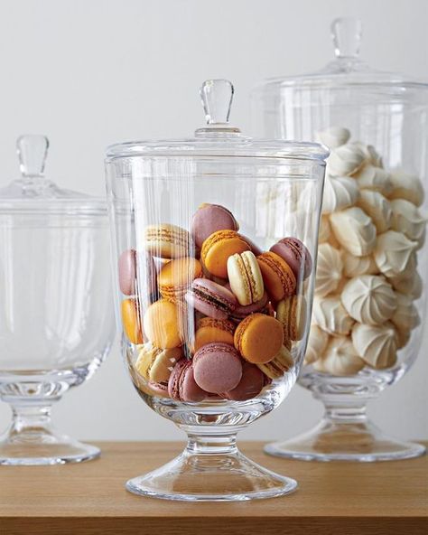 apothecary jar filler decor ideas. apothecary jar with macarons inside. Desain Pantry, Kitchen Organization Pantry, Kitchen Organisation, Kitchen Pantry Design, Kitchen Jars, Pantry Design, Cool Kitchen Gadgets, Apothecary Jars, Boho Rainbow