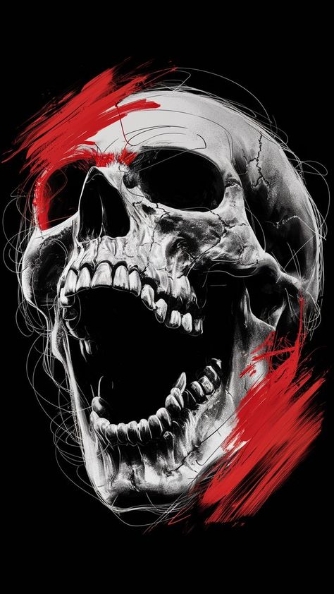 Rock Skull Wallpaper, Candy Skull Art, Scary Skull Wallpaper, Anime Template, Fire Skull Wallpaper, Airbrushing Ideas, Trippy Skull, Skull Tattoo Flowers, Skull Trippy