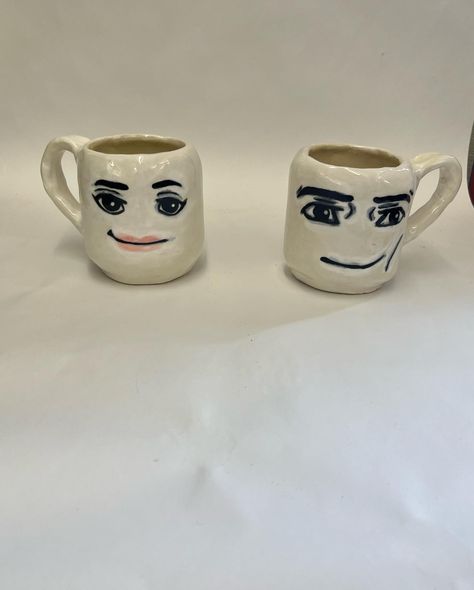 Matching Pottery Mugs, Matching Ceramic Mugs, Ceramic Pinch Pots, Matching Mugs, Paint Matching, Painted Mugs, Pinch Pots, Reference Photos, Pottery Mugs