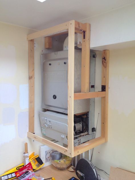 How to make an simple and attractive DIY boiler cover Boiler Cover Ideas, Boiler Cover, Boiler Cupboard, Ash Kitchen, Devon House, Small Utility Room, Diy Cupboards, Kitchen Arrangement, Airing Cupboard