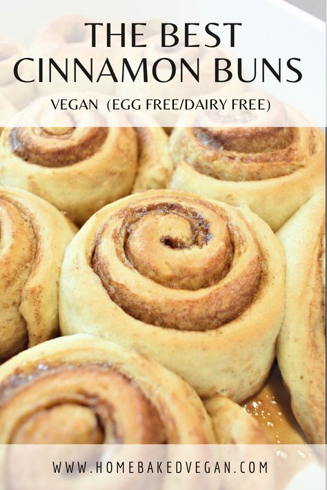 Vegan cinnamon rolls without icing Vegan Cinnamon Buns Recipe, Vegan Cinnamon Buns, Cinnamon Roll Frosting, Nut Free Desserts, Egg Free Desserts, Egg Free Baking, Egg Free Cookies, Cinnamon Bun Recipe, Vegan Frosting