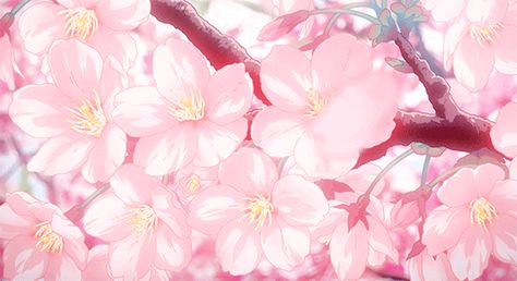 Flowers Anime, Anime Cherry Blossom, Anime Flower, Gif Background, Manga Aesthetic, Animated Banners, Arte 8 Bits, Aesthetic Flower, Flowers Gif