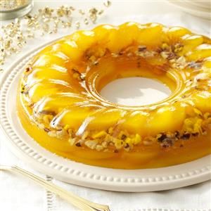 Peach Gelatin Salad Recipe -My mother always asked our family what we wanted to eat for holiday dinners. Without exception, our requests included this refreshing gelatin. Toasted walnuts give it a little crunch. —Dennis King, Navarre, Florida Easter Lunch Menu, Luncheon Recipes, Summer Kitchens, Gelatin Salad, Easter Cooking, Creamy Pie, Menu Recipes, Gelatin Recipes, Easter Lunch