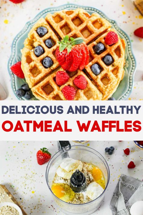 Delicious and Healthy Oatmeal Waffles are a great Meal Prepping Breakfast. Covered in Fresh Fruit and easy to prepare, these are perfect for freezing and a make-ahead meal #waffles #makeahead #healthy #breakfast #mealprep Waffle Oatmeal Recipe, Oatmeal Waffles Healthy, Healthy Waffle Recipe Clean Eating, Oatmeal Waffles, Waffle Recipe Healthy, Healthy Waffles, Healthy Foods To Make, Breakfast Appetizers, Breakfast Waffles