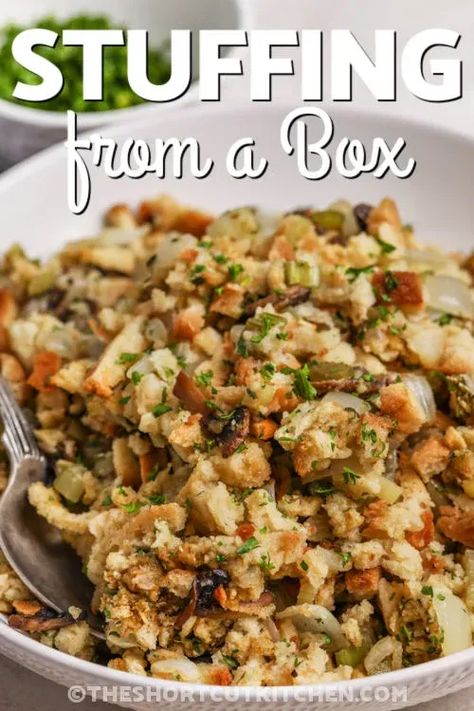 Box Dressing Recipes, Baked Boxed Stuffing, Stuffing From Box Recipes, Box Stove Top Stuffing Recipes, Easy Box Stuffing Recipe, How To Make Stovetop Stuffing Better, Baked Stove Top Stuffing Recipes, Stove Top Dressing Recipes, Box Stuffing Recipes Ideas