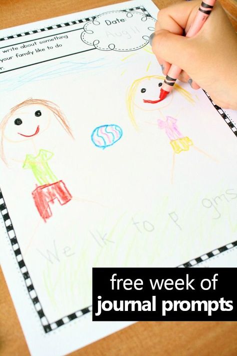 Free printable journal covers and a week full of writing prompt ideas in 3 different formats. Tips for using writing prompts for kids. Includes best practices for introducing and using writing prompts in preschool, kindergarten, and first grade. #freeprintable #literacy #writingprompt August Writing, Kindergarten Journals, Preschool Journals, Teaching Handwriting, Kindergarten Writing Prompts, Dr. Seuss, Writing Prompts Funny, Writing Prompts For Kids, Picture Writing Prompts