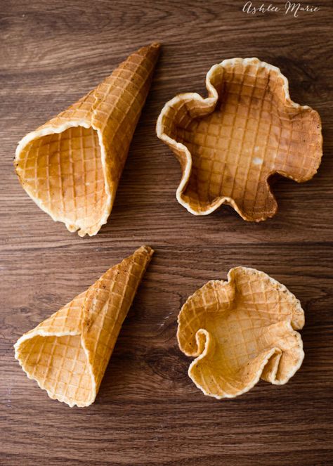 you can make large or small cones or bowls easily with this homemade waffle cone recipe Waffle Cone Mix Recipe, Waffle Bowls Recipe, Waffle Cone Recipe With Waffle Iron, Sugar Cone Recipe, Waffle Cone Recipe Without Maker, Waffle Cones Recipe, Waffle Bowl Recipe, How To Make Waffle, Homemade Waffle Cones