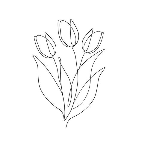 Tulips Fine Line Tattoo, Tulip Tattoo Line, One Line Tulip Drawing, Tulip Bouquet Sketch, Tulips Line Drawing, Tulip Drawing Bouquet, Tulip Bunch Tattoo, Fine Line Tulip Bouquet Tattoo, Three Tulip Tattoo