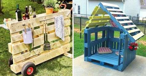 Ciekawe i oryginalne rozwiązania z użyciem drewnianych palet Garden Trampoline, Garden Improvement, Garden Mesh, Vegetable Bed, Diy Planter Box, Toy House, Funny Family, Old Pallets, Garden Bar