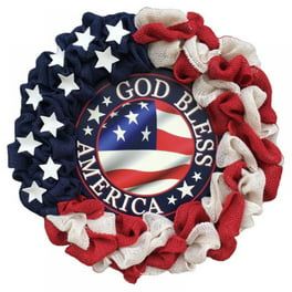 Patriotic Independence Day Wreaths , Americana Patriotic Wreath USA July 4th Wreath, Glory Patriotic American Flag Wreath for Front Door Window Wall Decoration (12" ) - Walmart.com Flag Wreaths For Front Door, American National Day, Eagle Wreath, Halloween Decorations Wreaths, American Wreath, Fall Floral Decor, American Flag Wreath, Flag Wreath, Americana Wreath