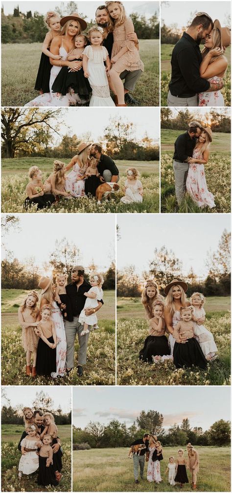 Fall Photoshoot Family, Spring Family Pictures, Family Photography Outfits, Family Portrait Outfits, Summer Family Pictures, Family Photo Colors, Big Family Photos, Large Family Photos, Family Photoshoot Poses