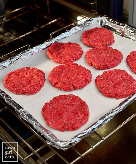 Easy Burgers In The Oven, Making Hamburgers In The Oven, Hamburgers Cooked In The Oven, Oven Broiled Burgers, Ways To Cook Hamburger Patties, Homemade Burgers Patties Easy, How To Broil Hamburgers In The Oven, Best Burgers In The Oven, How To Cook Frozen Burgers In Oven