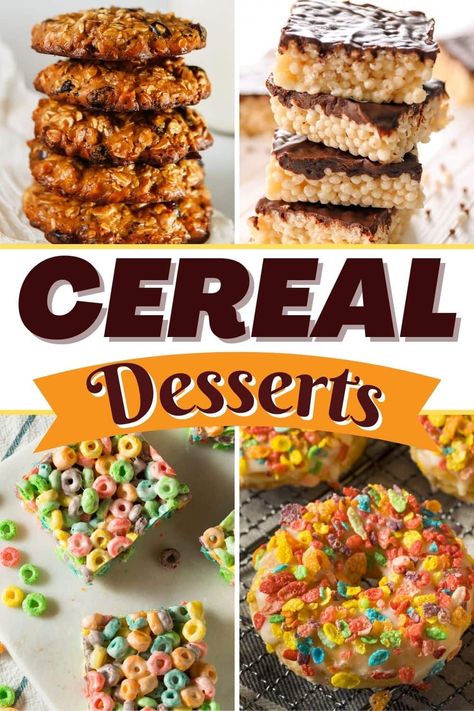 Rice Crispy Breakfast Bars, Krave Cereal Treats, Rice Krispie Treats With Other Cereal, Cereal Cookie Bars, Desserts With Cereal, Treats Made With Cereal, Cookie Crisp Cereal Treats, Cookies Made From Cereal, Cereal Crispy Treats