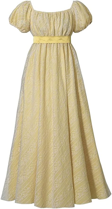 1800s Dresses, Empire Waist Dresses, Empire Style Dress, Gown Yellow, Regency Gown, Empire Maxi Dress, Dress Name, Regency Dress, Regency Fashion