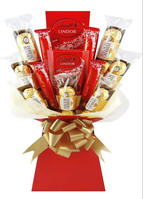 Lindt Chocolate Bouquet, Sweets Bouquet, Ferrero Rocher Chocolate, Hazelnut Milk, Ferrero Rocher Chocolates, Organza Bow, Sorry Gifts, Bouquet Delivery, Lindt Lindor