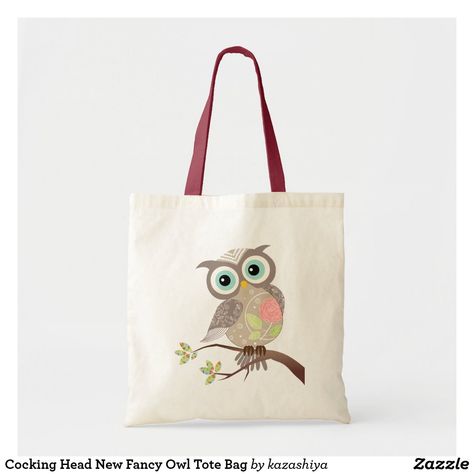 Cocking Head New Fancy Owl Tote Bag Owl Tote Bag, Christmas Card Holders, Festive Christmas, Custom Accessories, Custom Holiday Card, Holiday Cards, Free Design, Card Holder, Reusable Tote Bags