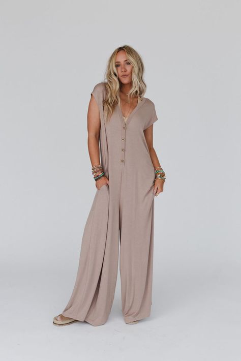 Daphne Jumpsuit - Mocha | Three Bird Nest Cheap Cotton Long Sleeve Jumpsuits And Rompers, Spring Fits Jumpsuits & Rompers, Wide Leg Jumpsuit With Duster, Cheap Relaxed Fit Long Sleeve Jumpsuits And Rompers, Maternity Clothes Jumpsuits & Rompers, Pant Romper With Sweater, Fall Pant Romper, Dolman Sweater Over Jumpsuit, Fall Jumpsuits & Rompers