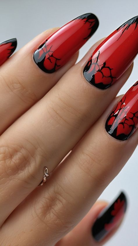 Looking for Halloween nail designs that are spooky cute and trendy Check out these easy short and simple black and red nail art ideas for inspiration From subtle pink designs to bold and stylish nail art get your Halloween nails ready with these trendy and eye-catching designs Red Nail Art Ideas, Red And Black Nail Designs, Red And Black Nail, Stylish Nail Art, Spooky Nails, Pink Designs, Red Nail Art, Spooky Cute, Black Nail Designs