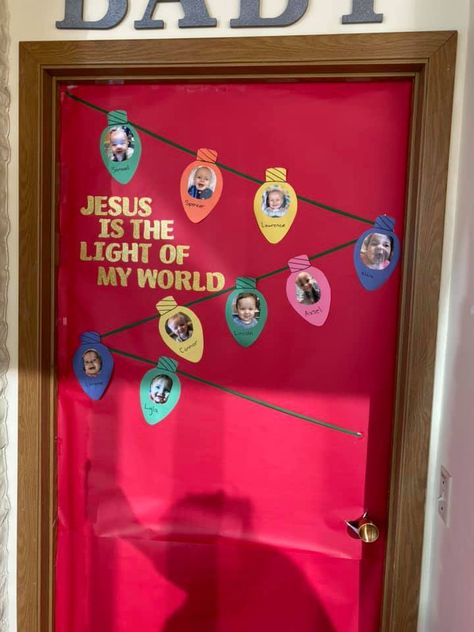 TeachersMag.com Christmas Door Ideas School, Christian Christmas Door, Door Decorations Classroom Christmas, Classroom Door Decorations, Classroom Christmas Decorations, Christmas Classroom Door, Christmas Tree With Presents, Classroom Doors, Blue Bonnet