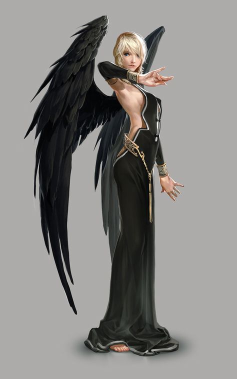 Macha from Mabinogi II: Arena                                                                                                                                                                                 Mais Ange Demon, 다크 판타지, Black Wings, Angels And Demons, Arte Fantasy, 판타지 아트, Angel Art, Anime Angel, Beautiful Fantasy Art