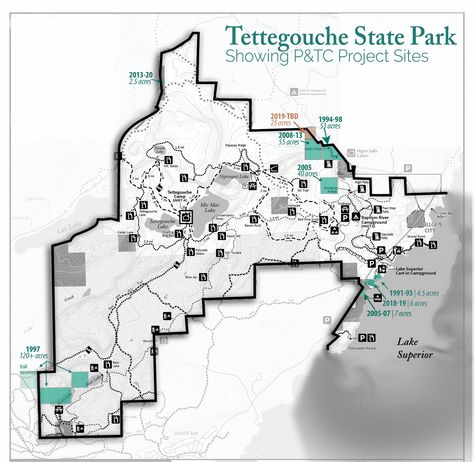 Tettegouche State Park, Hiking Map, Project Site, Park Trails, Minnesota State, Bear Lake, Vintage Camping, Interesting Places, Swimming Holes