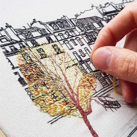 Embroidered Architecture, Creative Embroidery Ideas, Embroidery Architecture, Crochet Architecture, Architecture Embroidery, Architectural Embroidery, Quilling Artist, Creative Embroidery Designs, Artist Couple