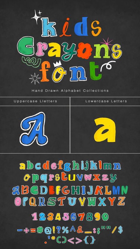 Celebrate creativity with the colorful crayon textured alphabets, including vibrant, handwritten letters ideal for fun birthdays and playful logo designs. Available for download at rawpixel.com Crayon Typography, Crayon Font, Kids Typography, Pinterest Banner, Alphabet Crayons, Hand Drawn Alphabet, Grocery Sign, Crayon Letter, Kids Cereal