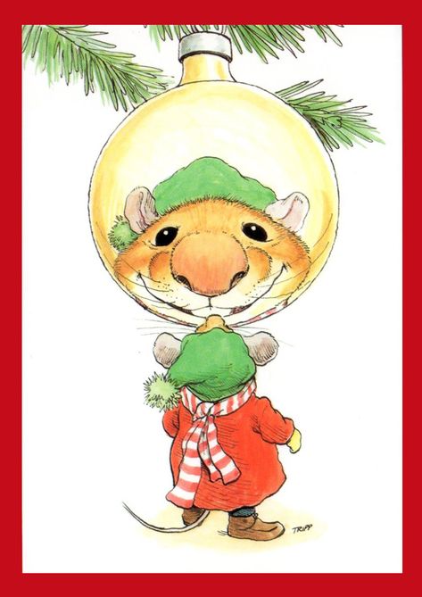 Wally Tripp Cute Animal Christmas Cards, Christmas Mouse Drawing, Christmas Card Ideas Watercolour, Cute Christmas Cards Drawing, Christmas Cards Animals, Xmas Drawing Ideas, Christmas Sketch, Christmas Mice, Christmas Card Illustration