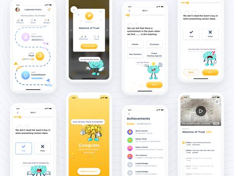 Leadership Factory | Gamified E-learning app by Mohamed Kamal Gamified App, Learning Maps, Medical App, App Design Layout, Good Student, Educational Apps, Game App, Mobile Ui, App Ui Design