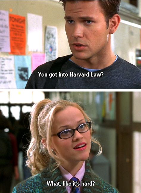 Legally Blonde. Elle Woods...Every law students reason for going to law school. "what like it's hard?" Studera Motivation, Law School Inspiration, Harvard Law, Elle Woods, Academic Motivation, Legally Blonde, Movie Lines, Career Woman, Law Student